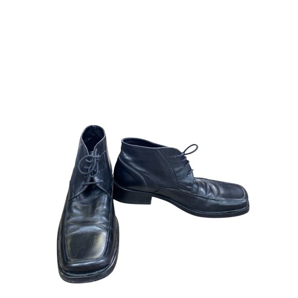 Pierre Cardin Mens Black Leather Ankle Chukka Boots Size 12 SKU 8887